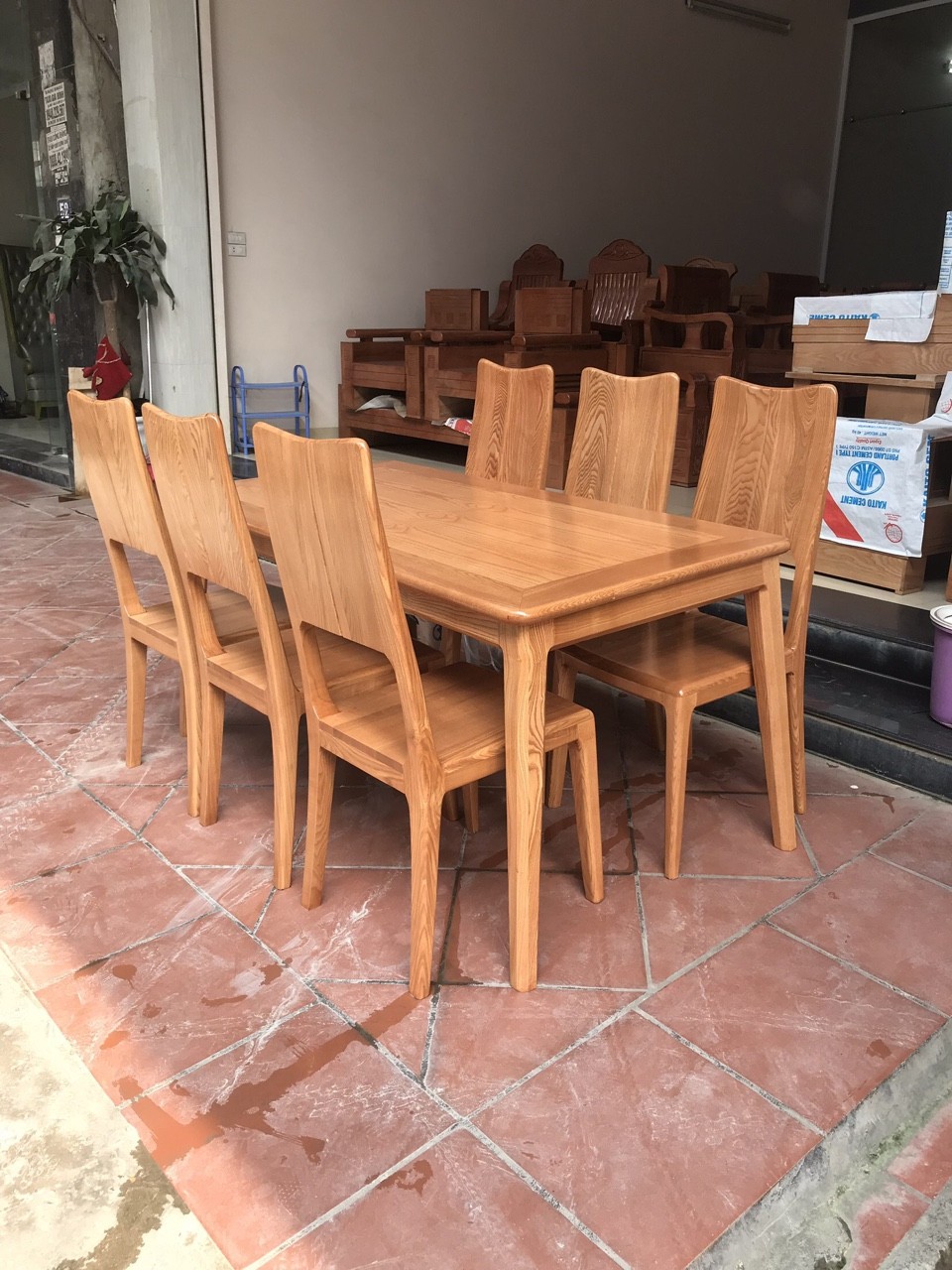 bộ bàn ăn vuông 6 ghế gỗ sang trọng